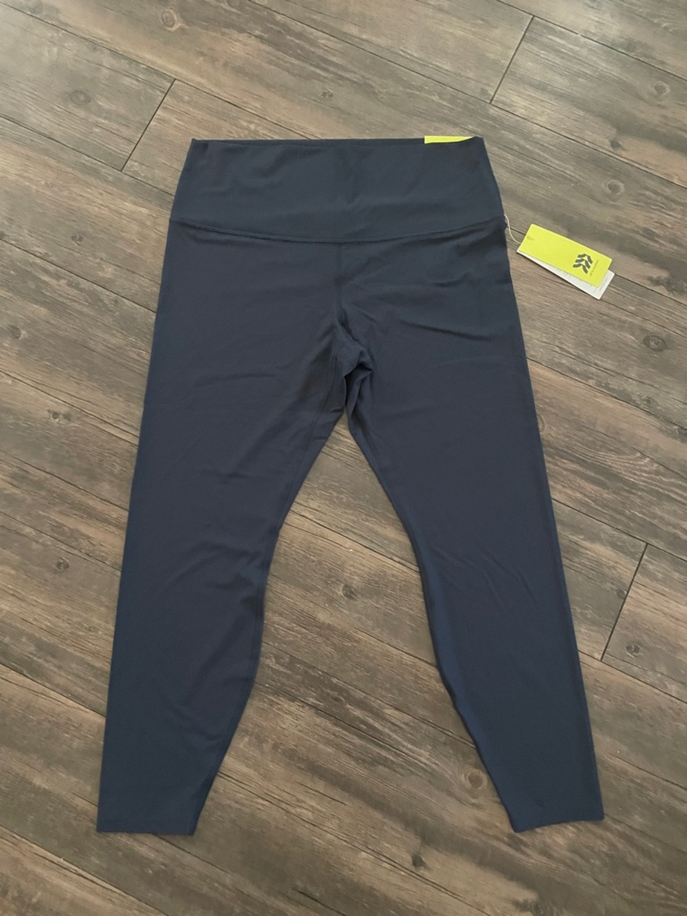 all in motion Navy Leggings with Yellow Accent